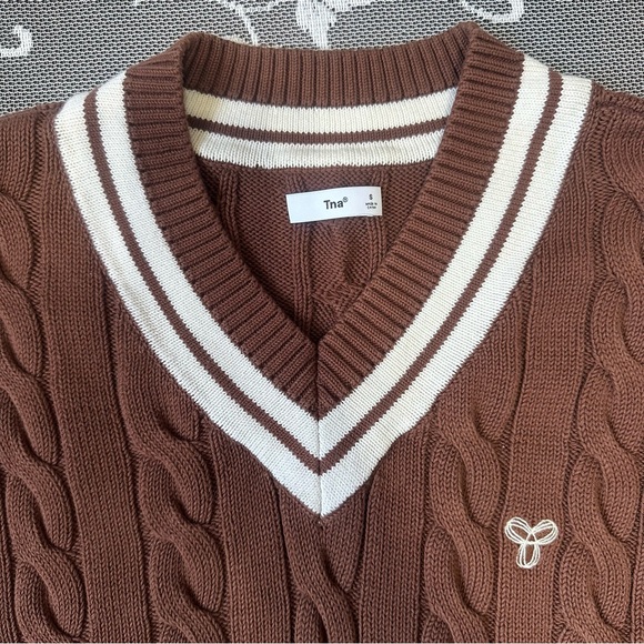 Aritzia TNA Clay Crop Varsity Sweater Sweater Sz Small - Picture 3 of 6